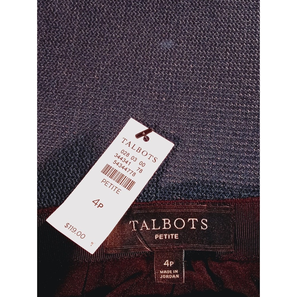 Talbots Straight Skirt Women's Size 4P- Black/Blue Plaid Stripe Wool Blend Lined - Picture 4 of 9